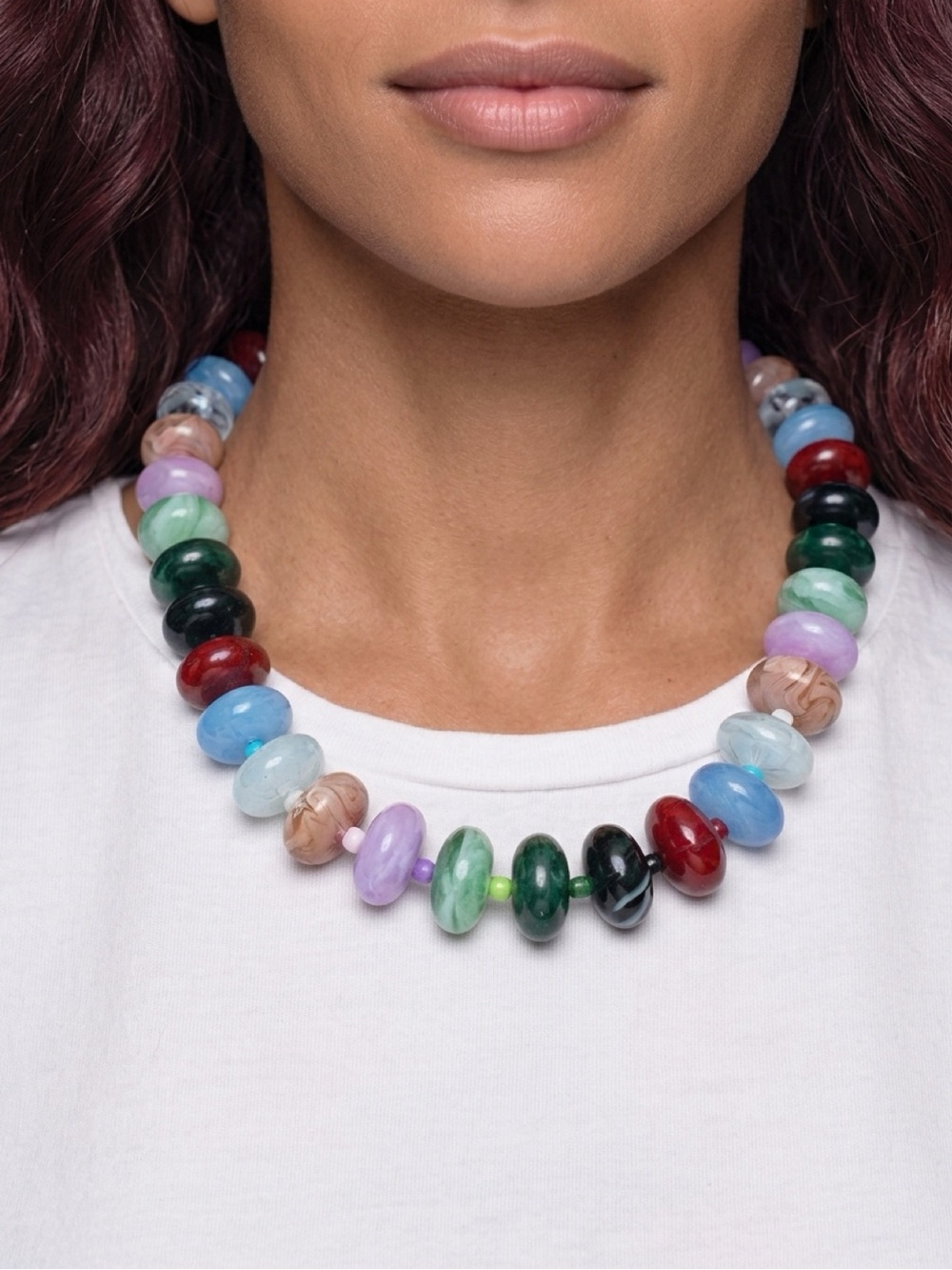 Handcrafted Multicolor Glass Bead Necklace - Women Jewelry